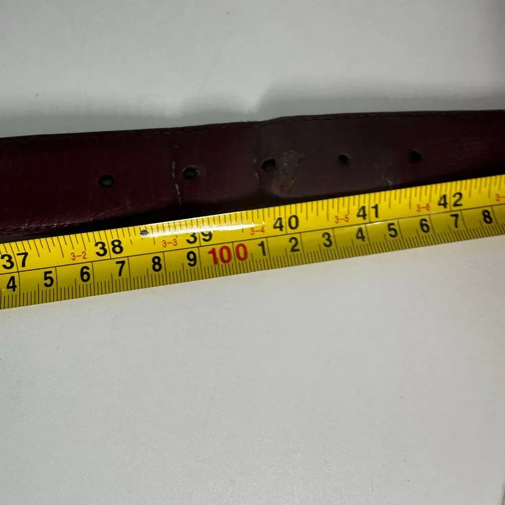 Vintage USA Brown Leather Belt Solid Brass Buckle (38) Flaws